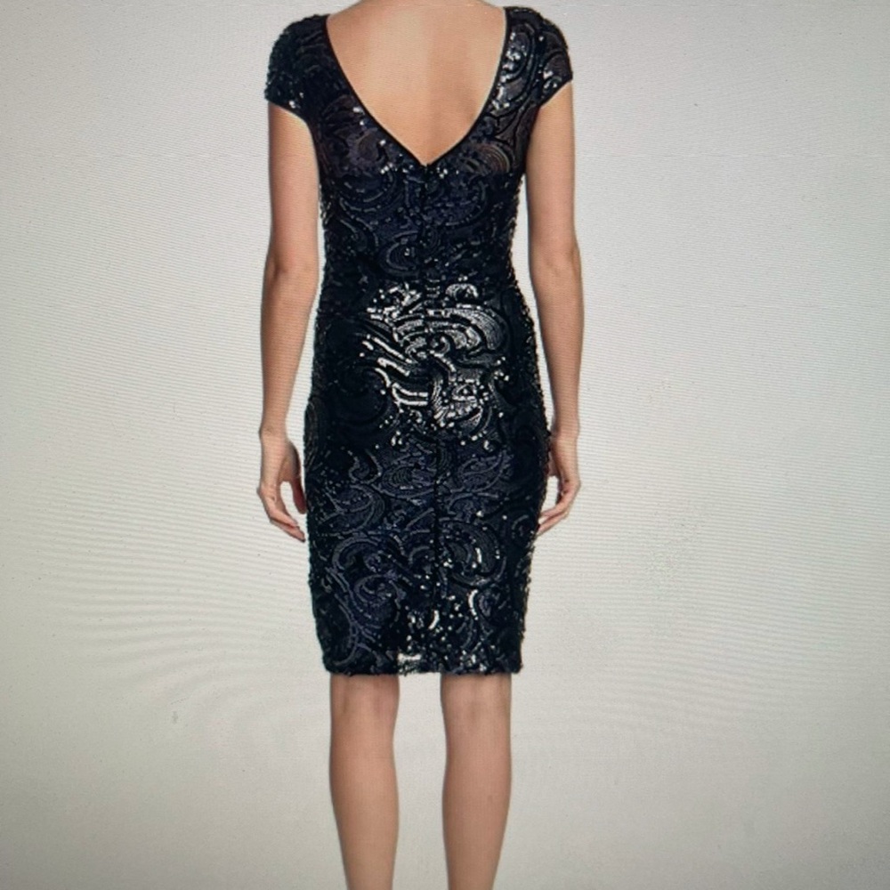Elegant Navy Sequin Dress - Picture 3 of 5